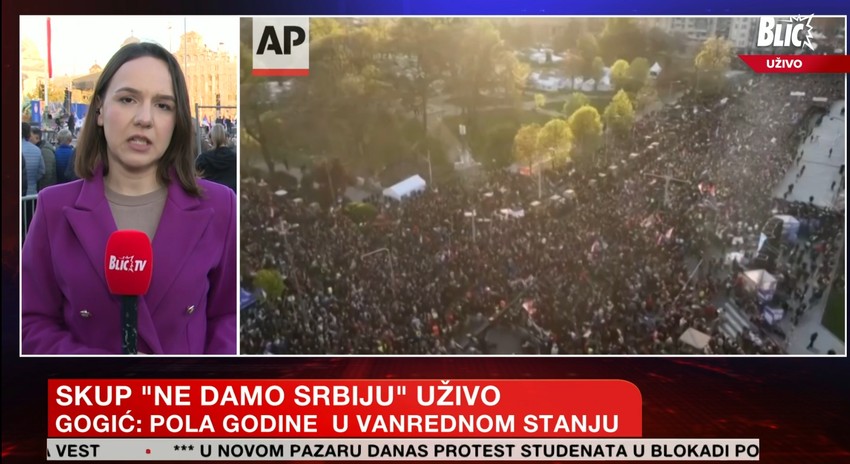 Valentina Ilić, uključenje ispred centralne bine kod Skupštine