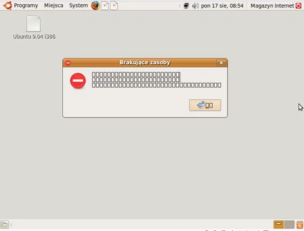 Po usunięciu wszystkich plików Ubuntu twierdzi, że brakuje mu zasobów.