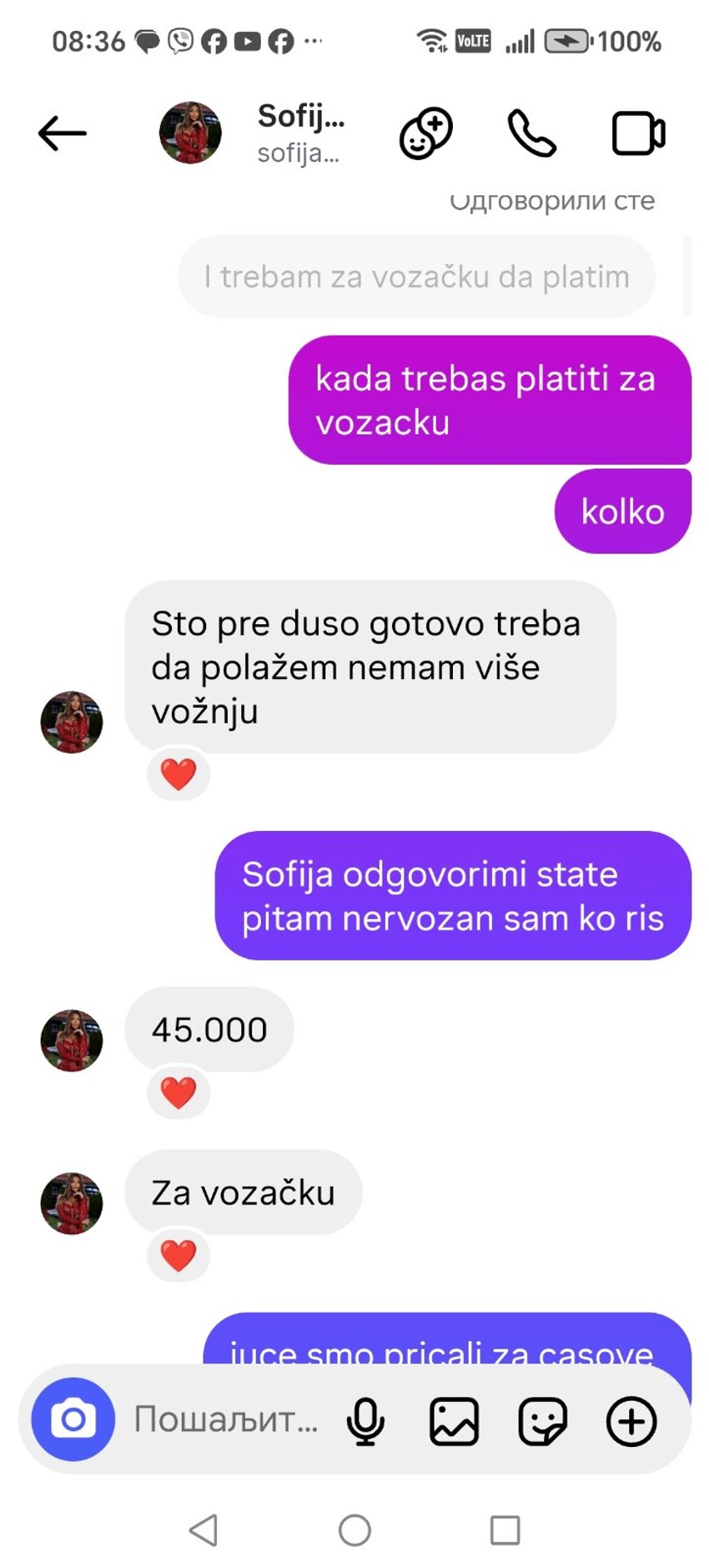Sofija i Dane, poruke