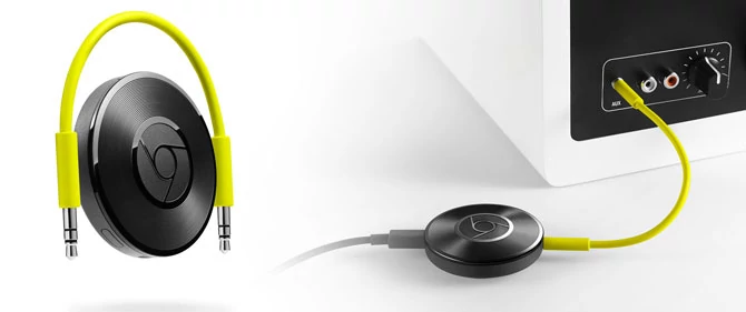 Chromecast Audio to niedrogi adapter, który podłączamy do wejścia audio wzmacniacza, amplitunera czy aktywnych głośników. Od tej pory możemy już bez przeszkód odtwarzać muzykę ze smartfonu oraz z serwisów streamingowych audio  