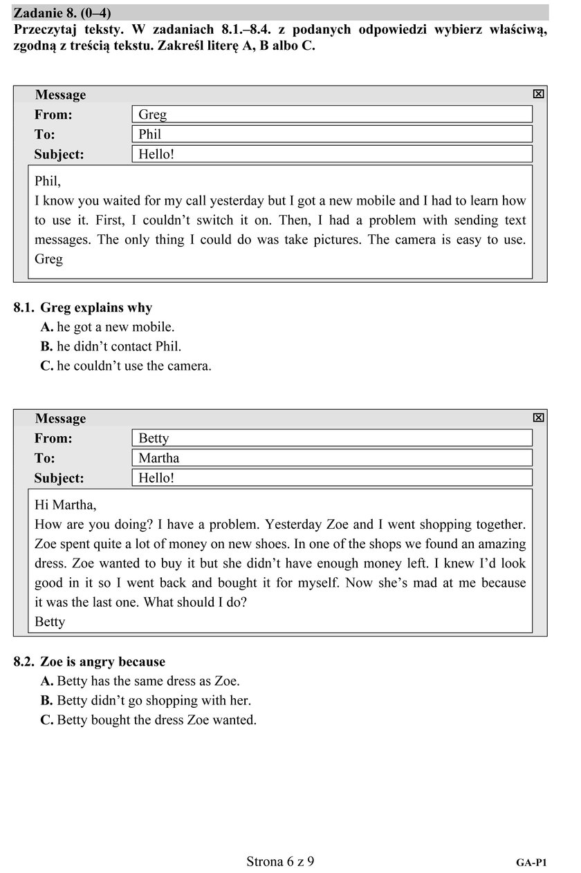 Egzamin gimnazjalny 2016: język angielski pytania i odpowiedzi