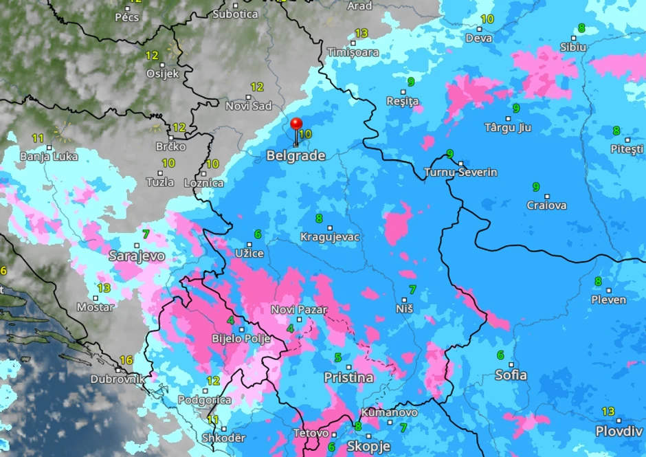 Kretanje nevremena u 18 časova