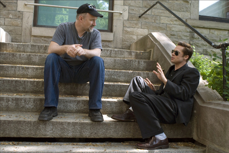 David Fincher i Brad Pitt na planie "Ciekawego przypadku Benjamina Buttona"
