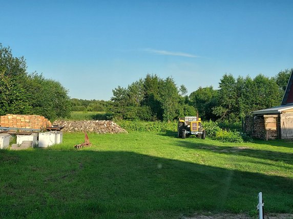 Zapasy drewna na jednym z podwórek w Kruszewie