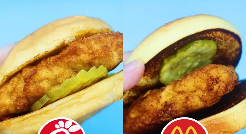 McDonald's crispy chicken sandwich and Chick-fil-A's classic sandwich were very similar, but the McDonald's version was a better value.Erin McDowell/Business Insider; Ken Wolter/Shutterstock; Janson Oliver/Shutterstock