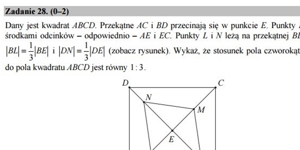 Arkusz egzaminacyjny - matematyka, poziom podstawowy