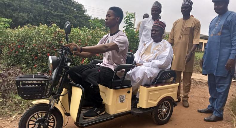 Electric automated tricycle invented by the Federal Polytechnic, Ilaro, Ogun State.