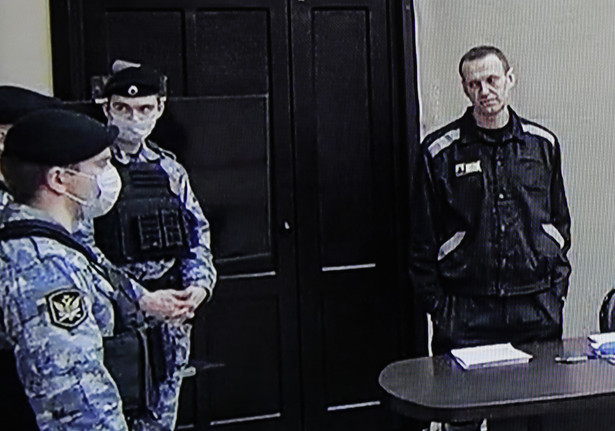 Aleksiej Nawalny podczas rozprawy