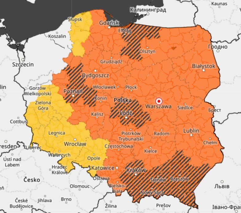  Ostrzeżenia wydane przez Instytut Meteorologii i Gospodarki Wodnej 