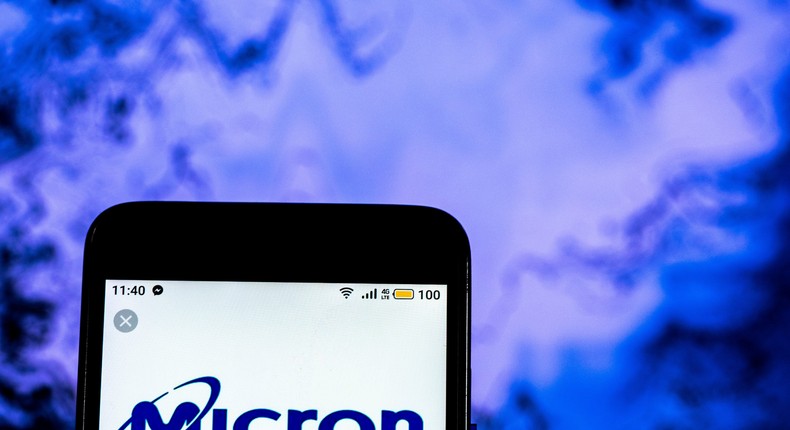 Micron surged over 15% after strong revenue and profit forecasts driven by AI spending.Igor Golovniov/SOPA Images/LightRocket via Getty Images