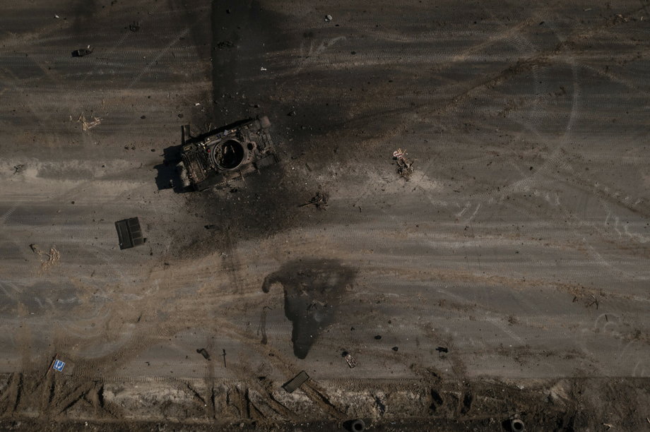 Zniszczony rosyjski czołg w okolicy miejscowości Browary