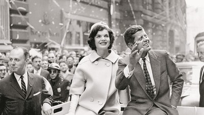 Democratic presidential nominee John F. Kennedy and his wife