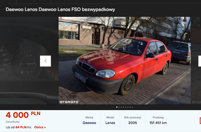 Daewoo Lanos rok produkcji 2005 cena 4000 zł