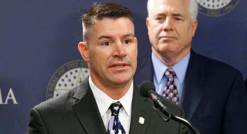 In this Friday, April 12, 2013 file photo, Oklahoma state Rep. John Bennett, R-Salisaw, speaks during a news conference in Oklahoma City.
