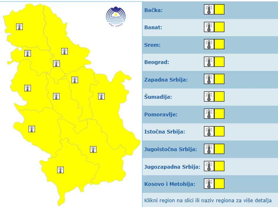 Meteoalarm za danas i sutra
