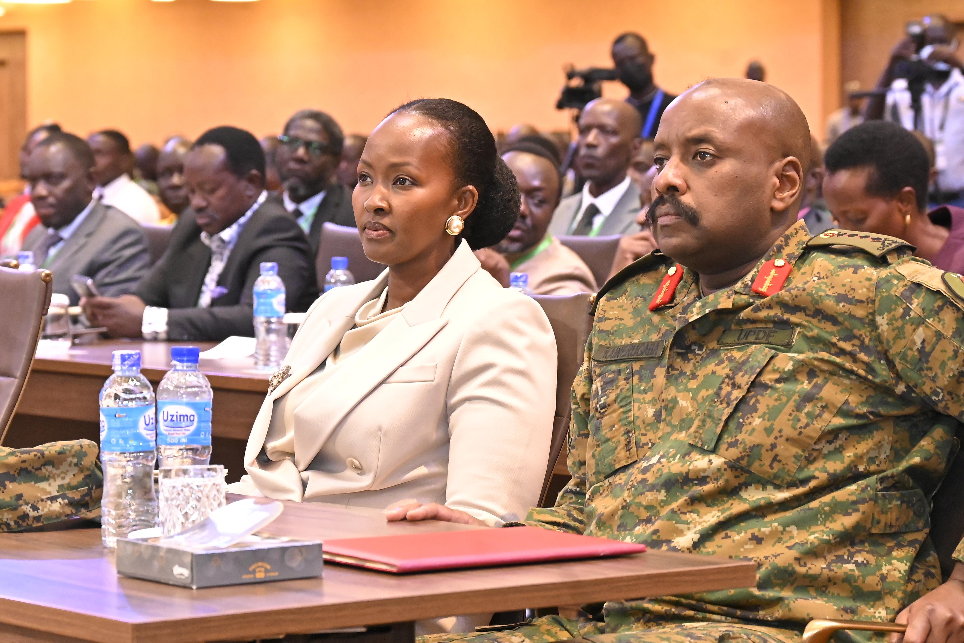 Gen Muhoozi Kainerugaba and wife, Charlotte, during the event