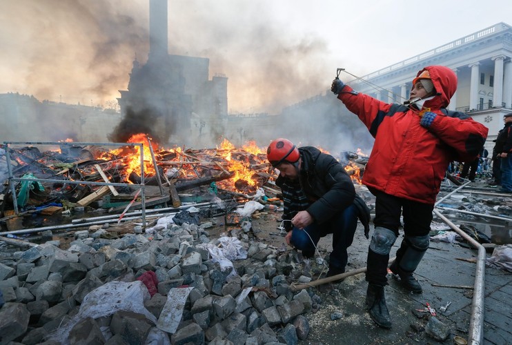 Starcia w centrum Kijowa