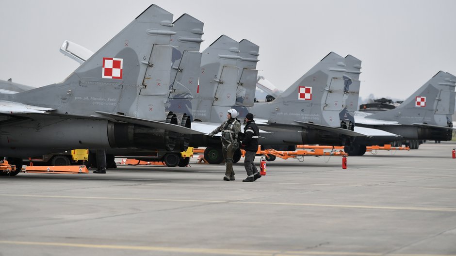 Myśliwce MiG-29 w 22. Bazie Lotnictwa Taktycznego w Malborku