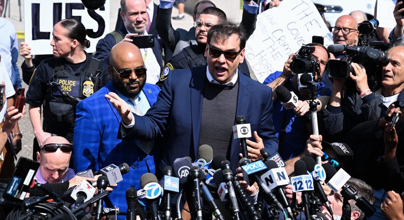 Rep. George Santos leaves Federal Court on May 10, 2023 in Central Islip, New York.Lokman Vural Elibol/Anadolu Agency via Getty Images