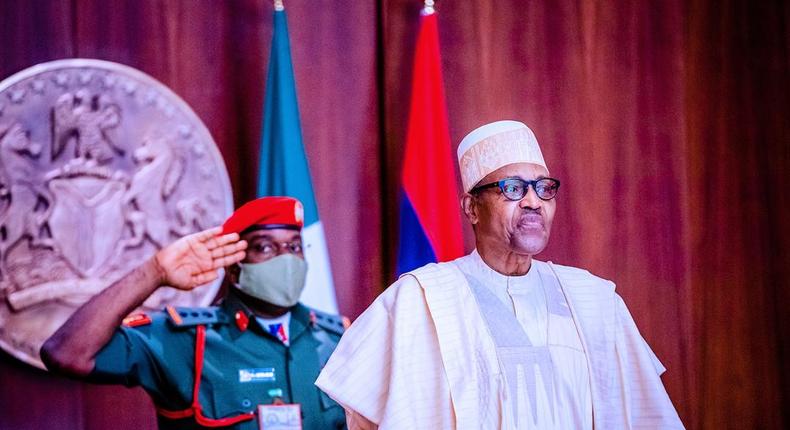 President Muhammadu Buhari inaugurates APC tripartite committee at the State House on Monday, August 31, 2020 (Tolani Alli) 