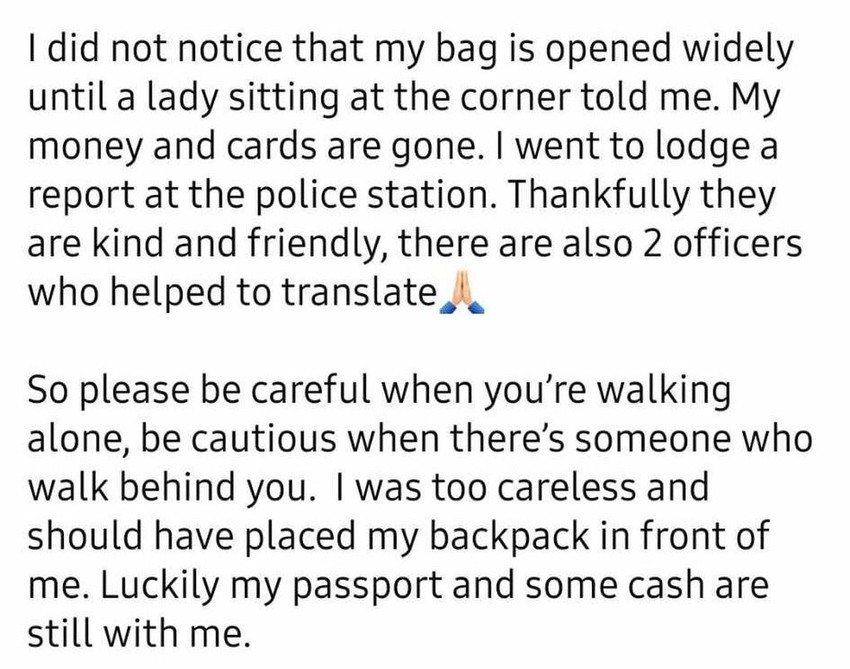 Kod sebe je imala nešto novca i pasoš