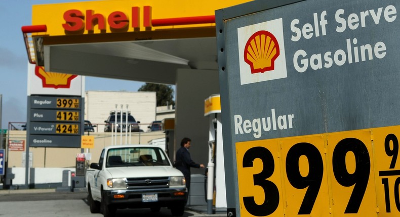 AN FRANCISCO - MAY 5: Gas prices are displayed at a Shell station May 5, 2008 in San Francisco, California. U.S. gas prices have shot up nearly fifteen cents in the past two weeks, bringing the national average price for a gallon of regular unleaded gasoline to $3.62. Gasoline prices have surged 55 cents since January 1, 2008