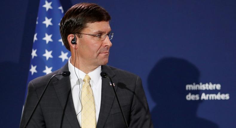 US Secretary of Defense Mark Esper, pictured here during a visit to France, says the US military is working with partners to address an attack on Saudi oil installations