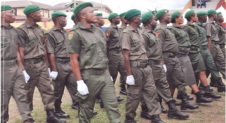 Newly passed out trainees of the Nigerian Legion on parade