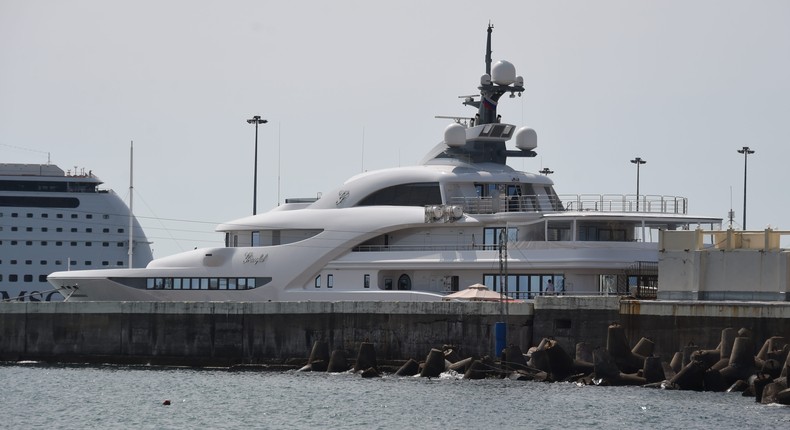 The yacht 'Graceful' of Russian President Vladimir Putin is moored at the port of Sochi, Russia, 13 July 2015.