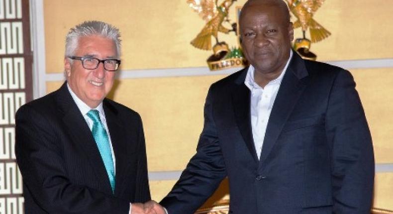 US Ambassador to Ghana, Gene A. Cretz and President Mahama