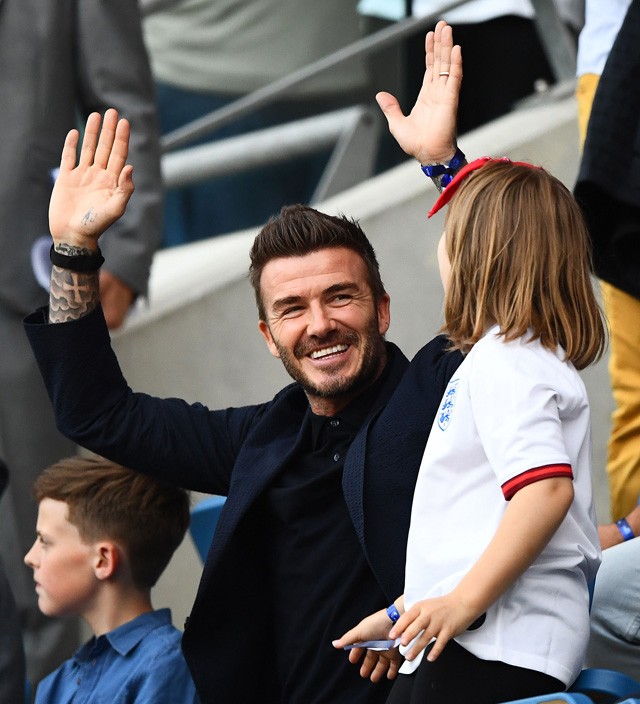 David Beckham lányával, Harperrel