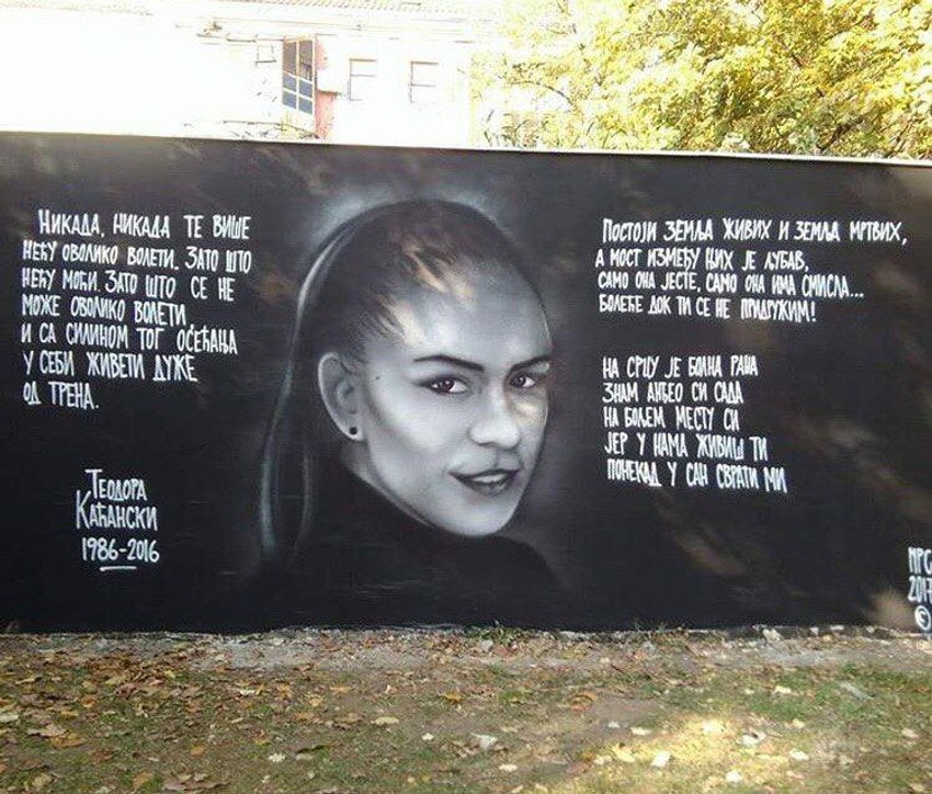 Mural Teodori Kaćanski u novosadskom Novom naselju gde je odrasla
