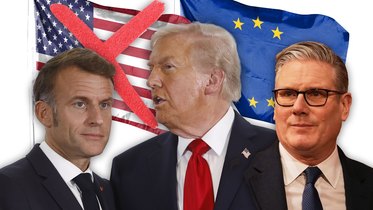 Emanuel Makron Kir Starmer i Donald Tramp