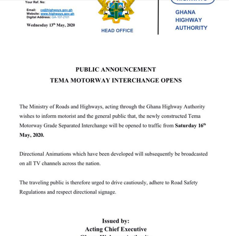 New Tema Motorway Interchange opens to traffic