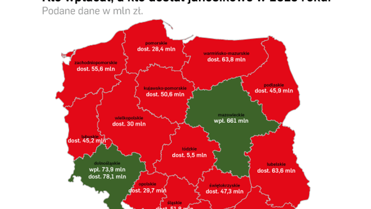 Mapa Janosikowego w Polsce