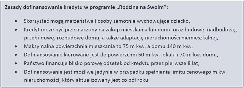 Zasady dofinansowania kredytu w programie Rodzina na Swoim