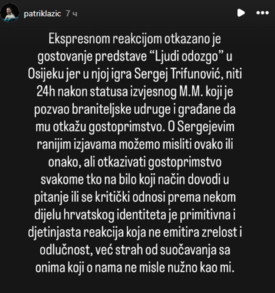 Oglasio se reditelj predstave "Ljudi odozgo"