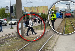 To tu tramwaj śmiertelnie potrącił Emilię. Jest tu niebezpiecznie. Byliśmy tam z kamerą