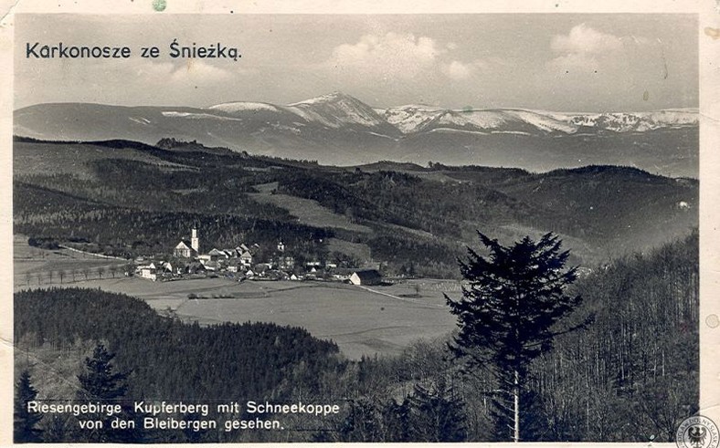 Panorama Miedzianki z Karkonoszami w tle, 1939 r.