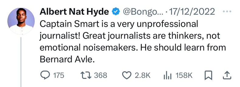 Bongo Ideas' tweet about Captain Smart