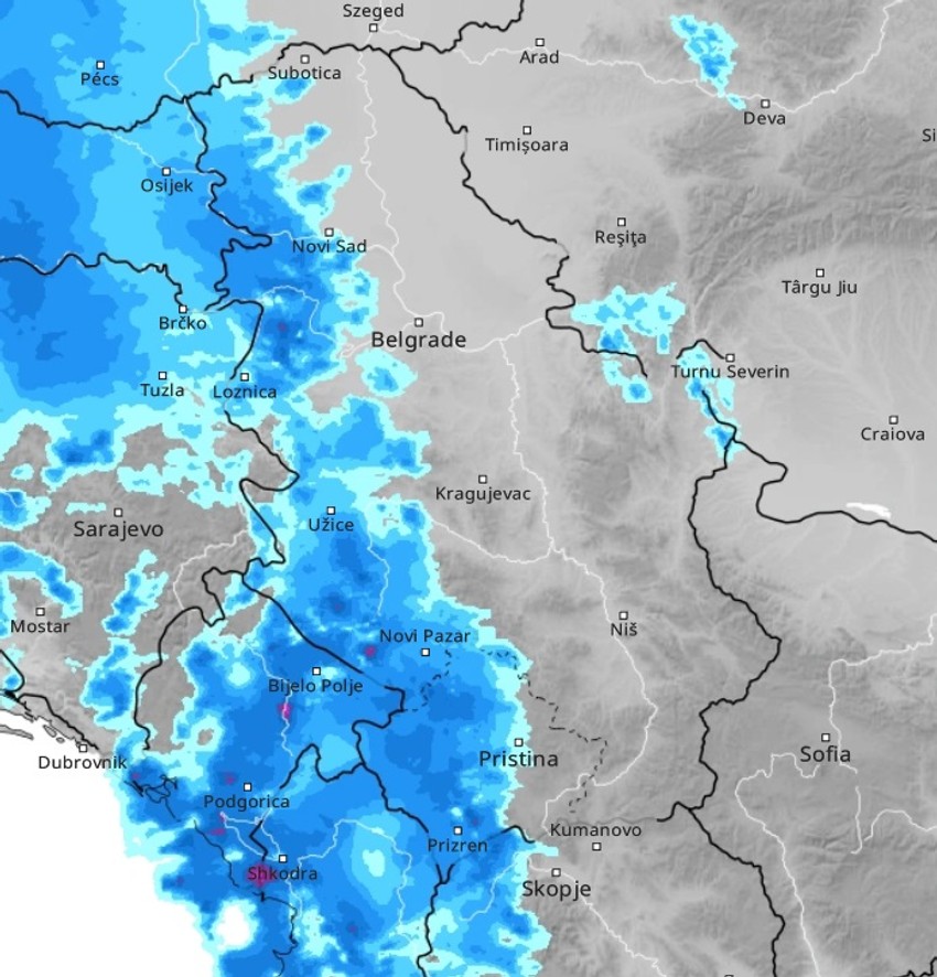 Mapa kretanja pljuskova 8 sati