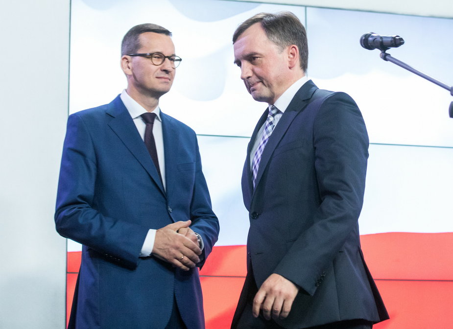 Mateusz Morawiecki i Zbigniew Ziobro podczas wrześniowej konferencji liderów Zjednoczonej Prawicy