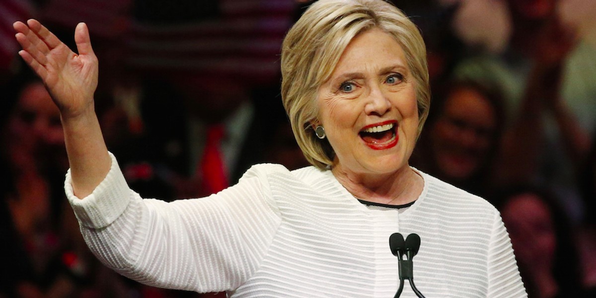 Democratic U.S. presidential candidate Hillary Clinton speaks during her California primary night rally held in the Brooklyn borough of New York, U.S., June 7, 2016.