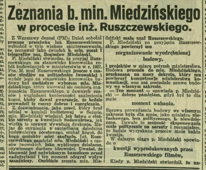 Miedziński tłumaczył w sądzie, że wybrał Ruszczewskiego, bo ten był człowiekiem ideowym. 