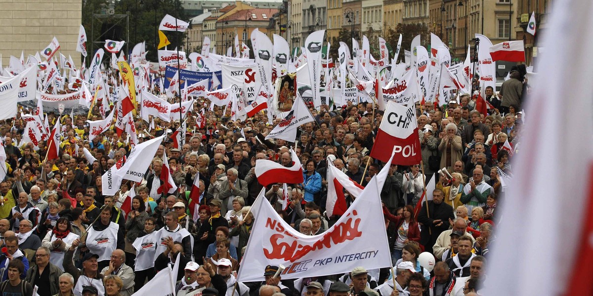 Manifestacja związkowców.