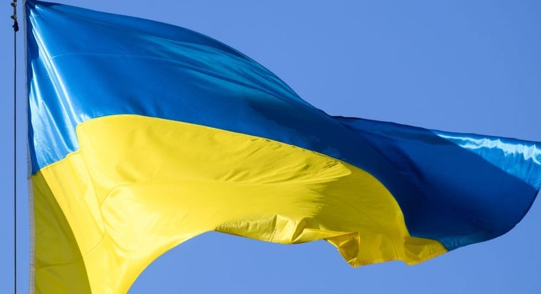 A Ukrainian flag.