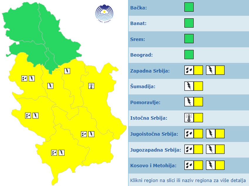 Meteoalarm za nedelju