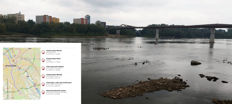 Problemy z wodą na całym warszawskim odcinku Wisły