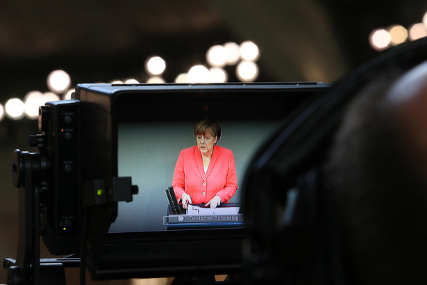 Angela Merkel podczas przemówienia w Bundestagu