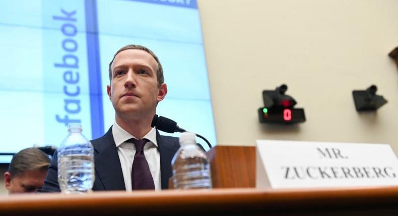 FILE PHOTO: Facebook Chairman and CEO Mark Zuckerberg testifies at a House Financial Services Committee hearing in Washington, U.S., October 23, 2019. REUTERS/Erin Scott